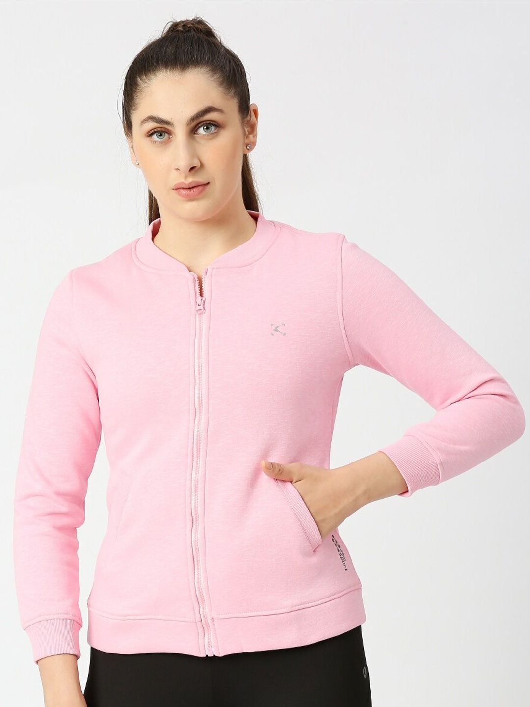 

Lovable Sport Women Pink Stand Collar Sporty Jacket