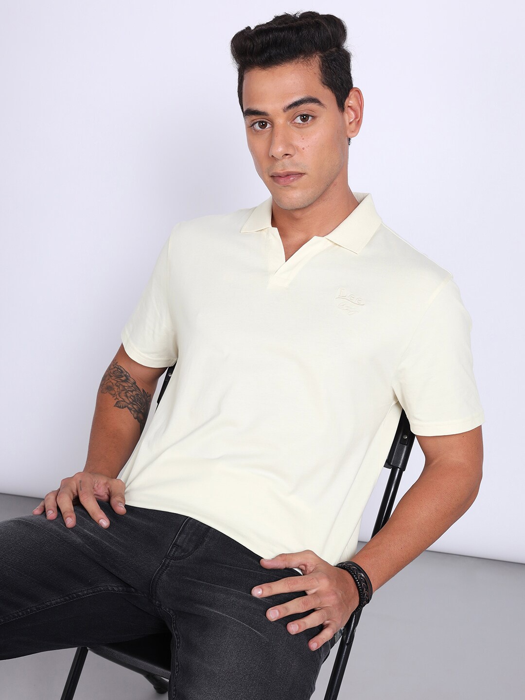 

Lee Printed Polo Collar Comfort Fit T Shirt, White