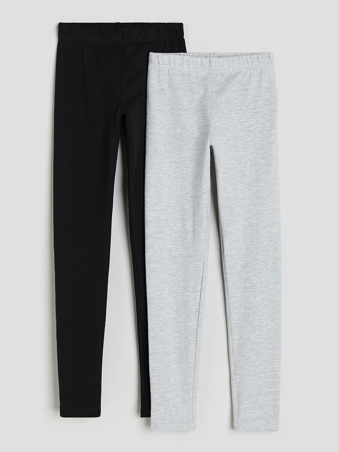 

H&M Girls 2-Pack Cotton Leggings, Black
