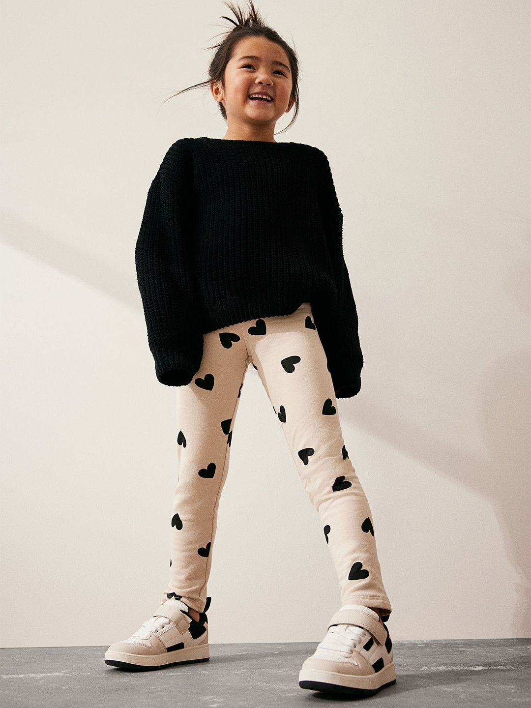 

H&M Girls Brushed-Inside Leggings, Beige