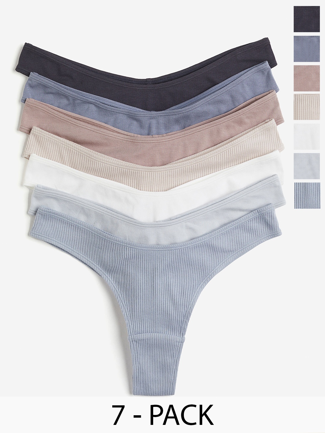 

H&M Women 7-Pack Brazilian Briefs, Blue