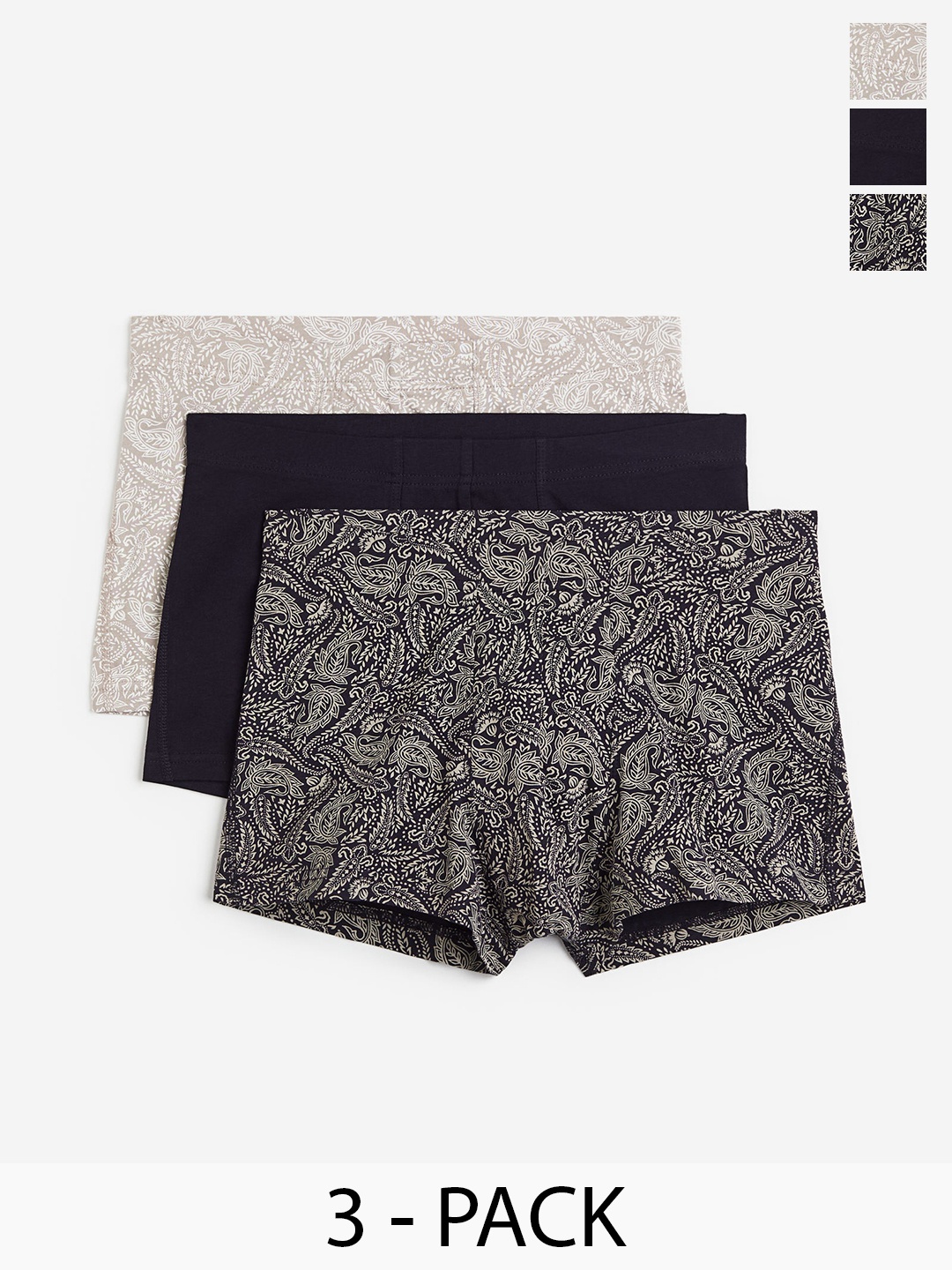 

H&M Men 3-Pack Short Cotton Trunks, Black
