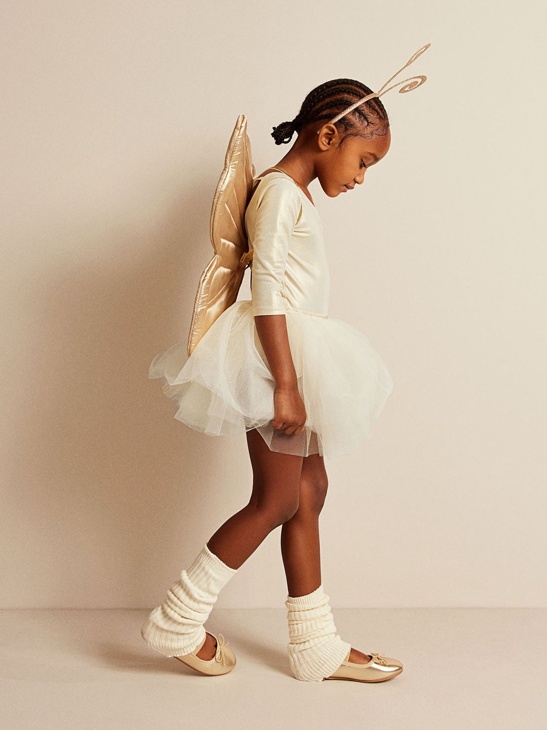 

H&M Girls Dance Leotard with Tulle Skirt, Gold