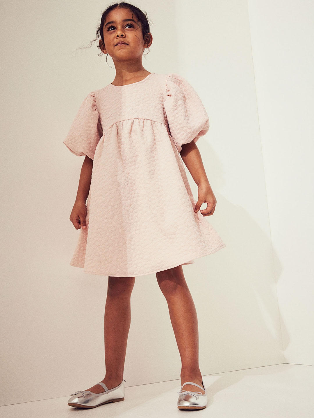 

H&M Girls Puff Sleeved Dresses, Pink