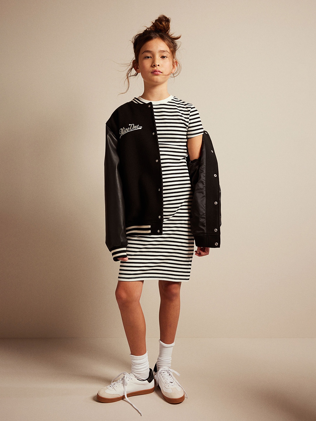 

H&M Girls Ribbed T-Shirt Dress, Black