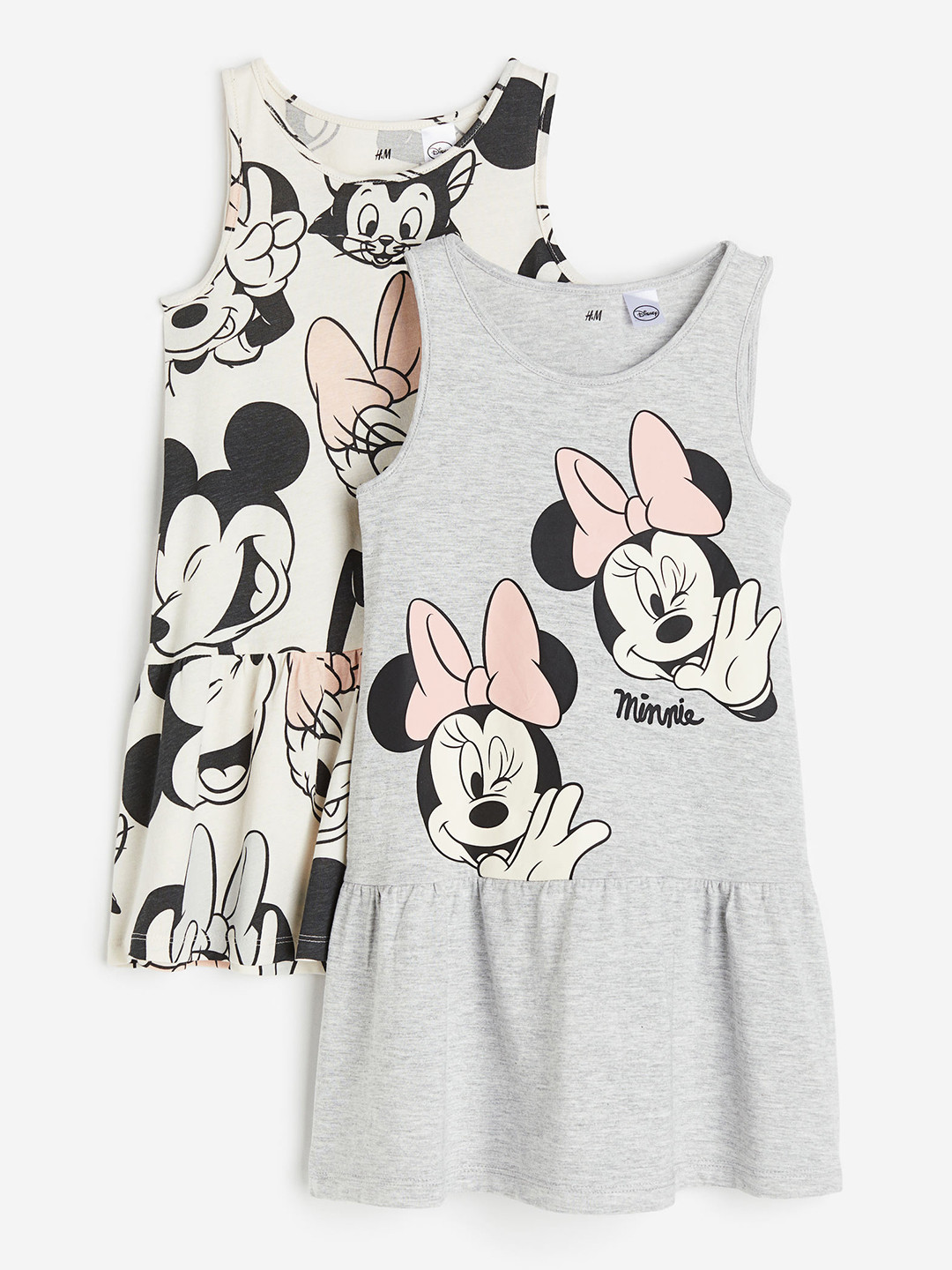 

H&M Girls 2-Pack Printed Cotton Dresses, Grey