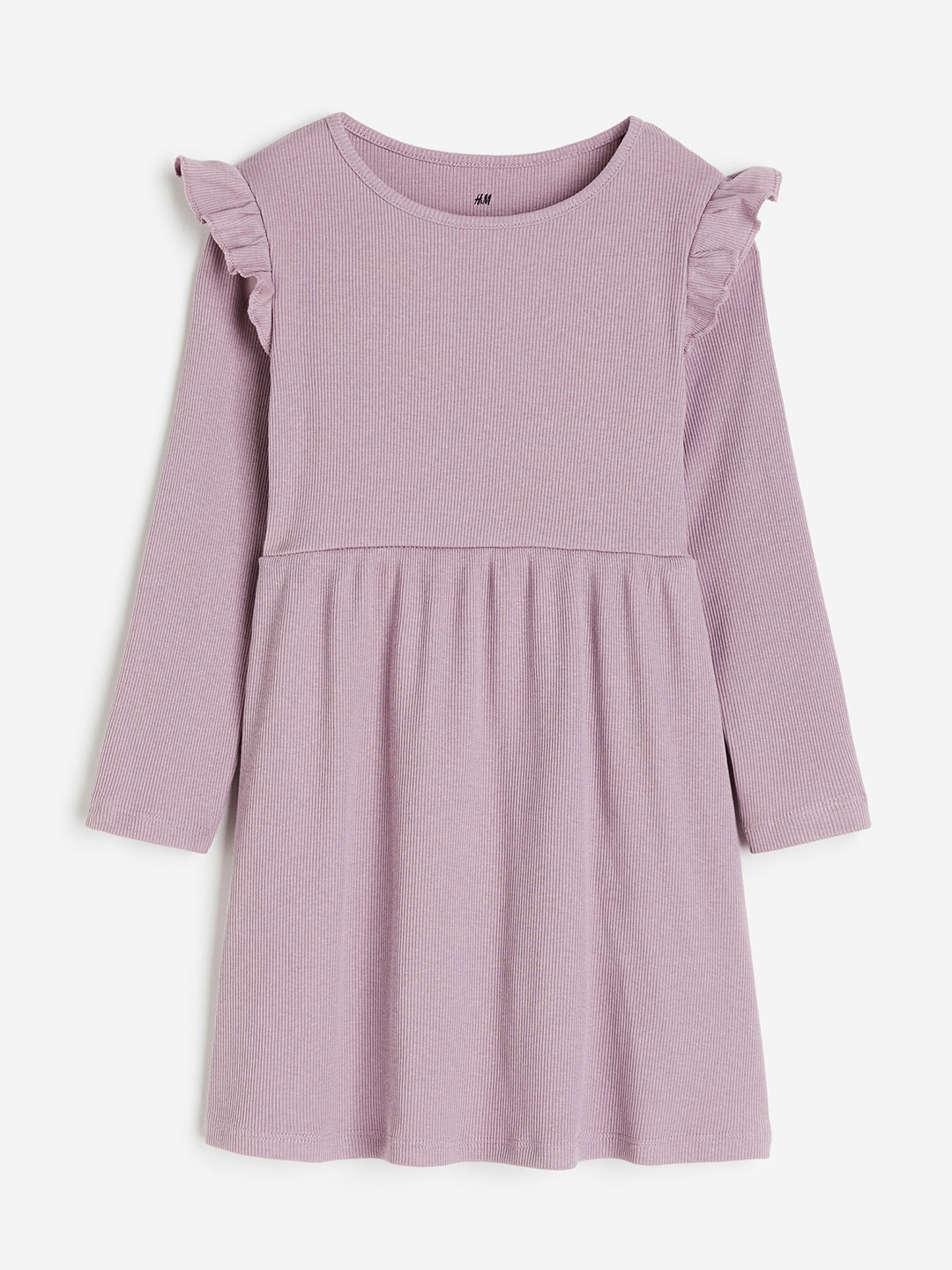 

H&M Girls Ribbed Jersey Dress, Purple