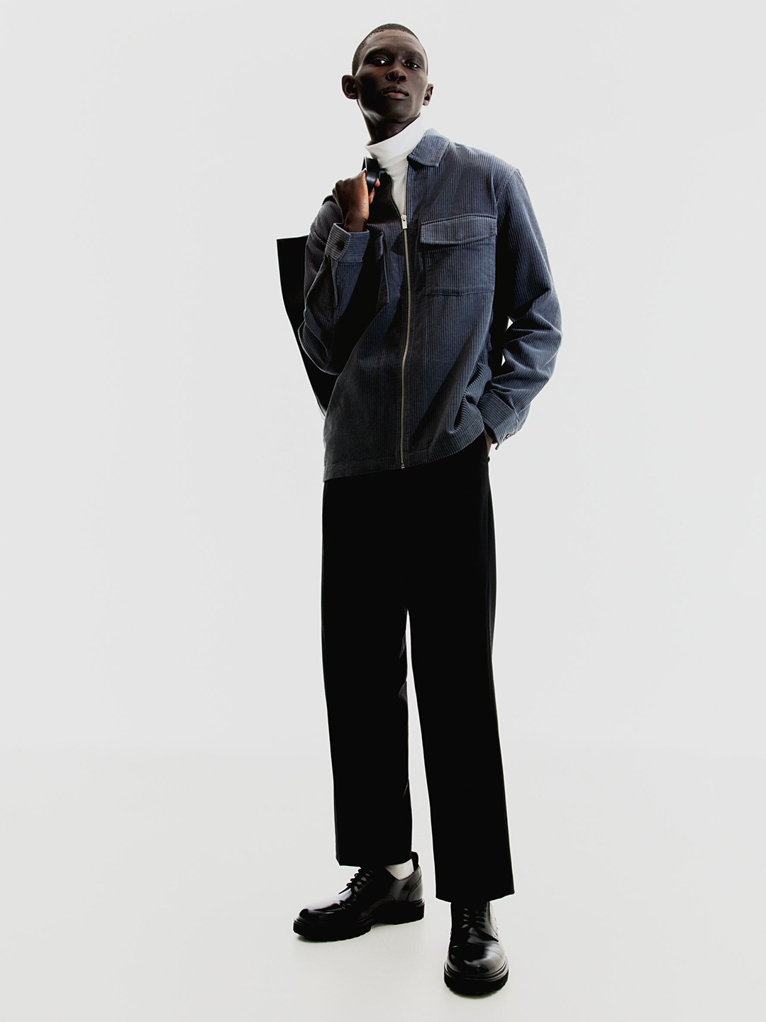 

H&M Regular Fit Corduroy Overshirt, Blue