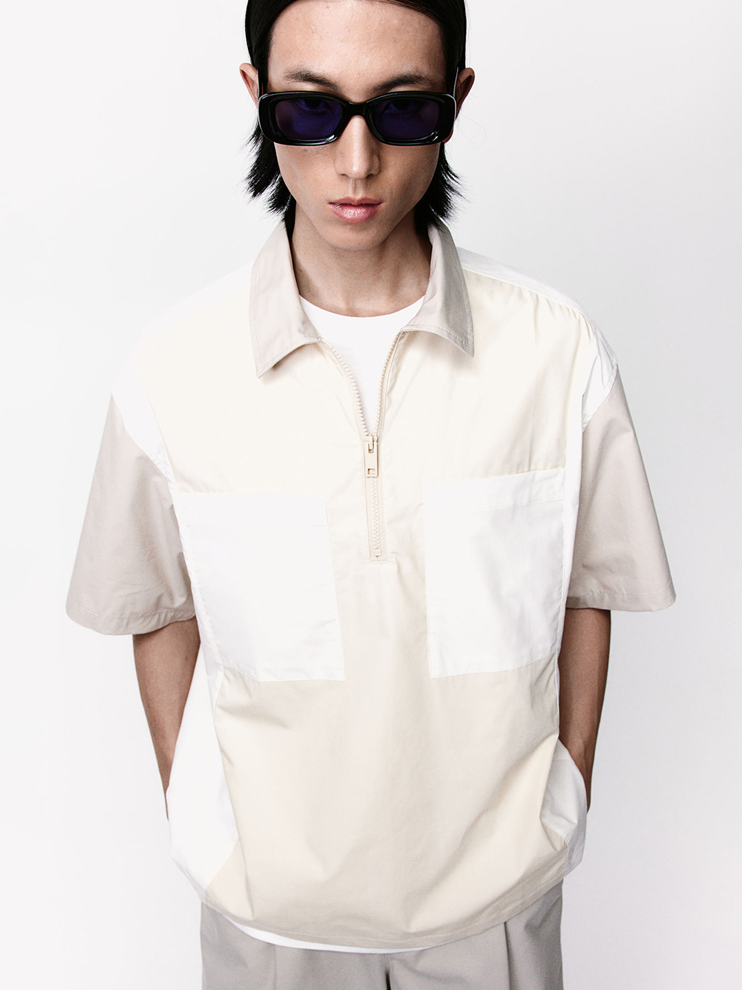 

H&M Cotton Loose Fit Polo Shirt, Beige
