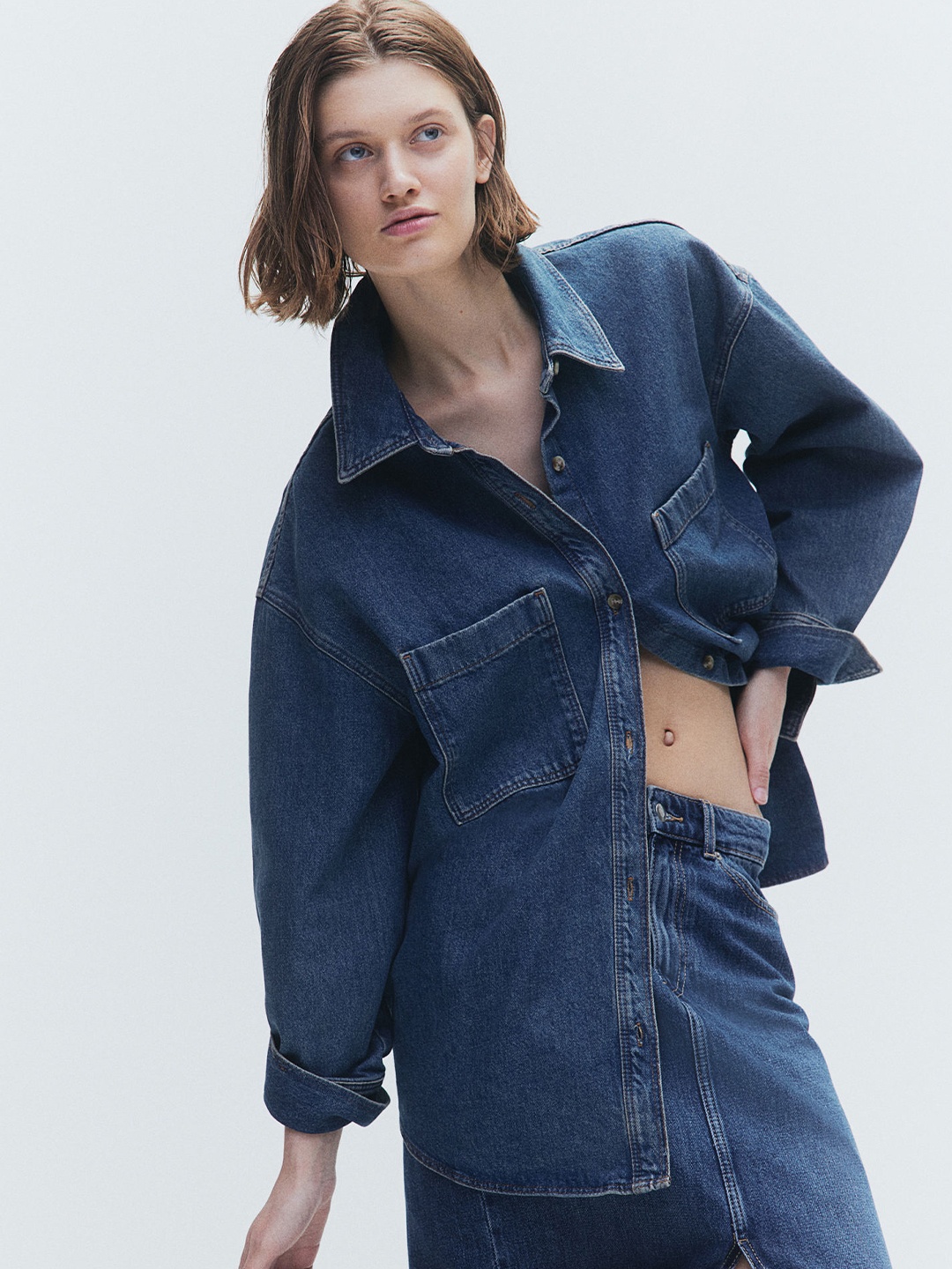 

H&M Oversized Denim Shirt, Blue