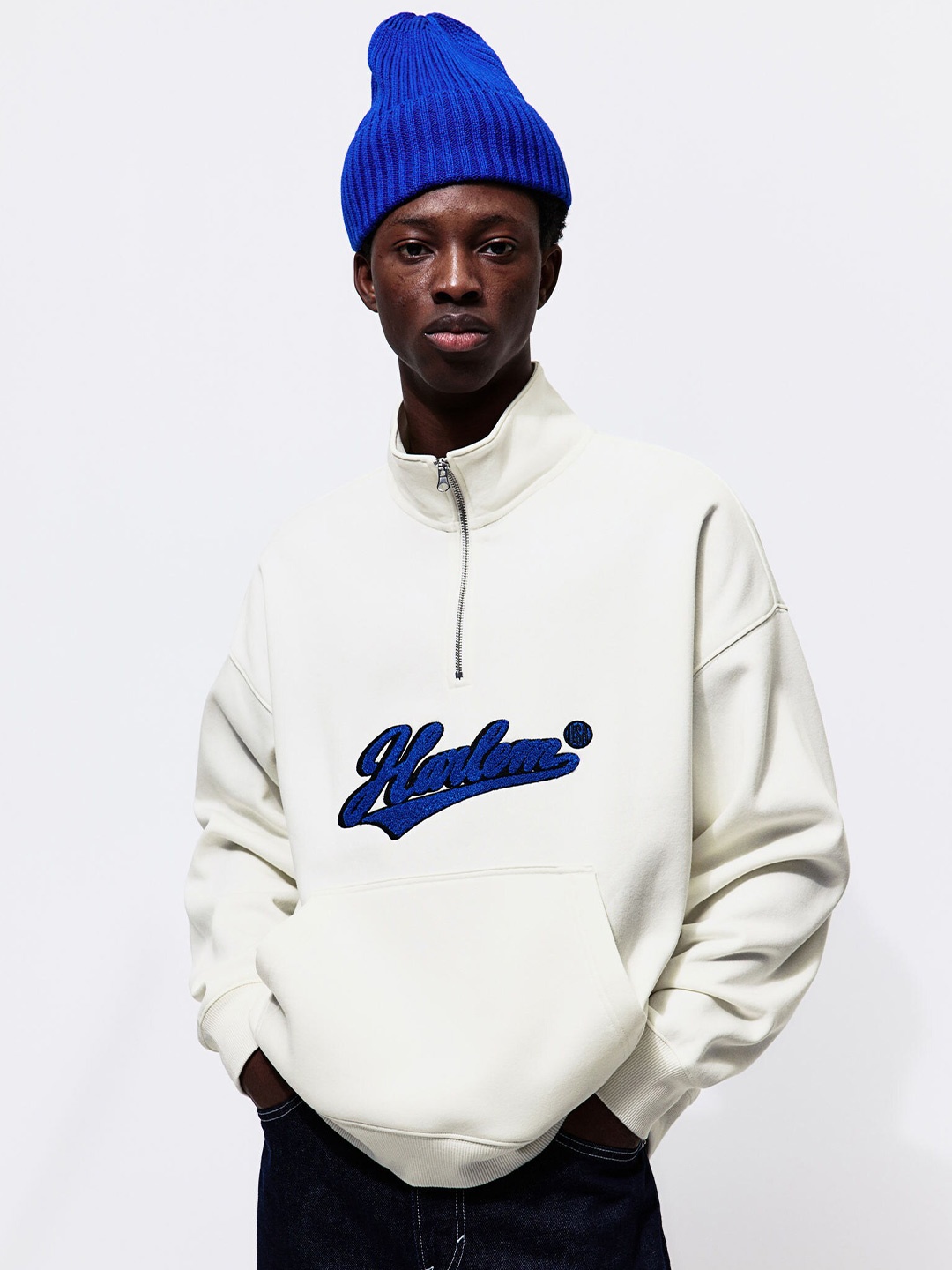 

H&M Oversized Zip-Top Sweatshirt, White