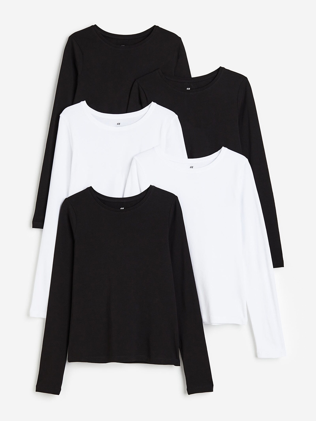 

H&M Girls 5-Pack Jersey Tops, Black