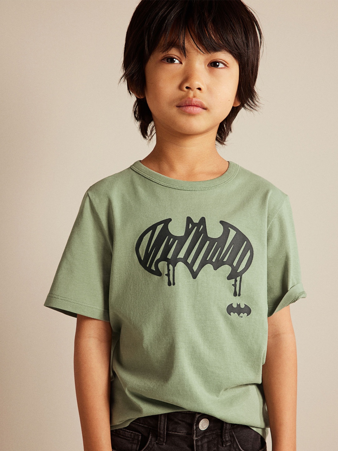 

H&M Boys Printed Cotton T-shirt, Green