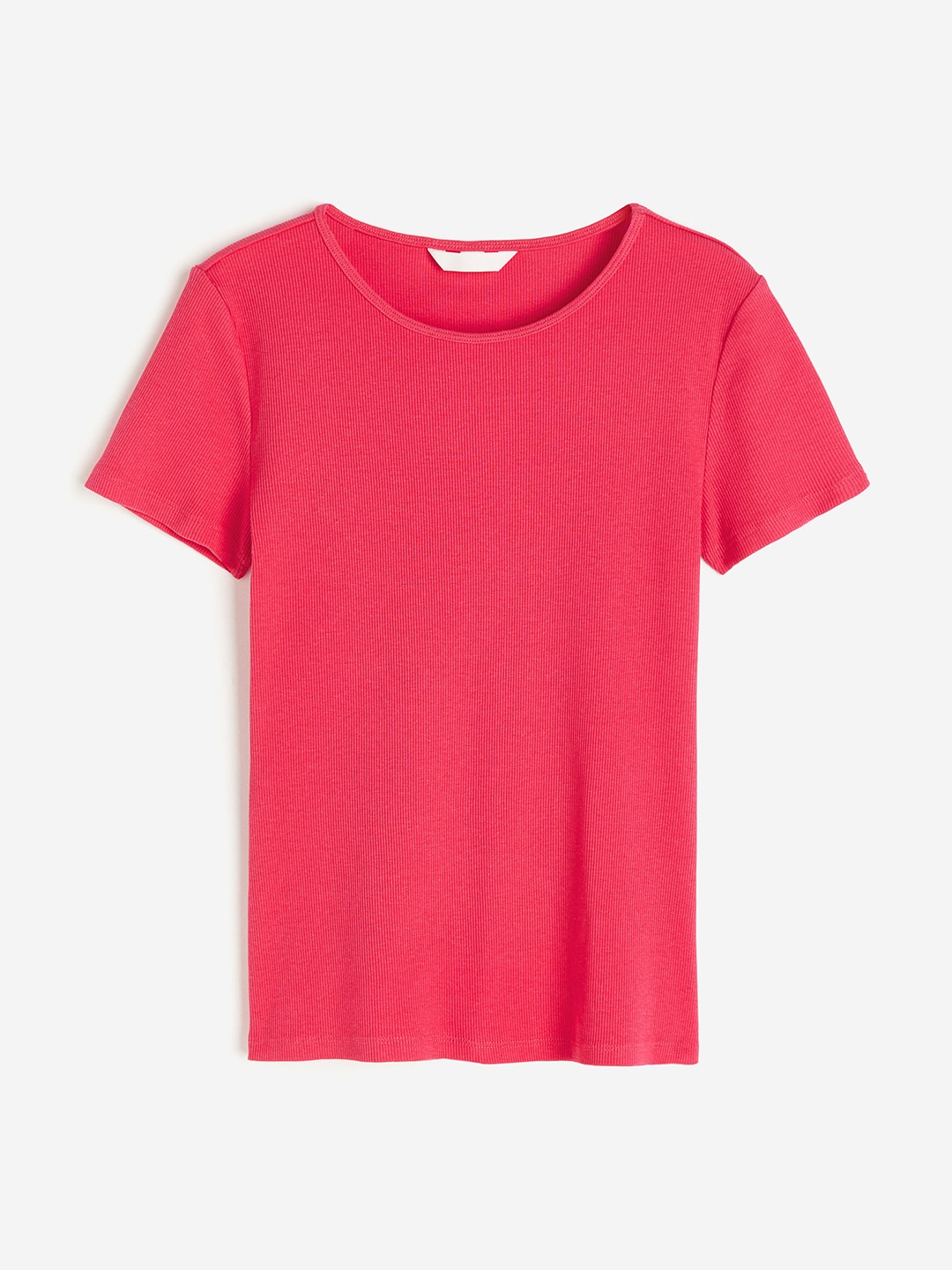 

H&M Women Ribbed T-Shirt, Pink