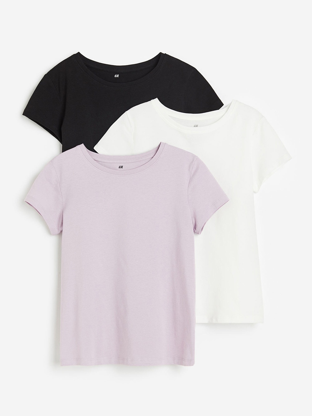 

H&M Girls 3-Pack Pure Cotton T-shirts, Purple