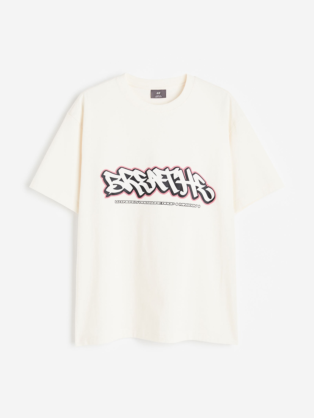 

H&M Men Loose Fit Printed T-Shirt, White