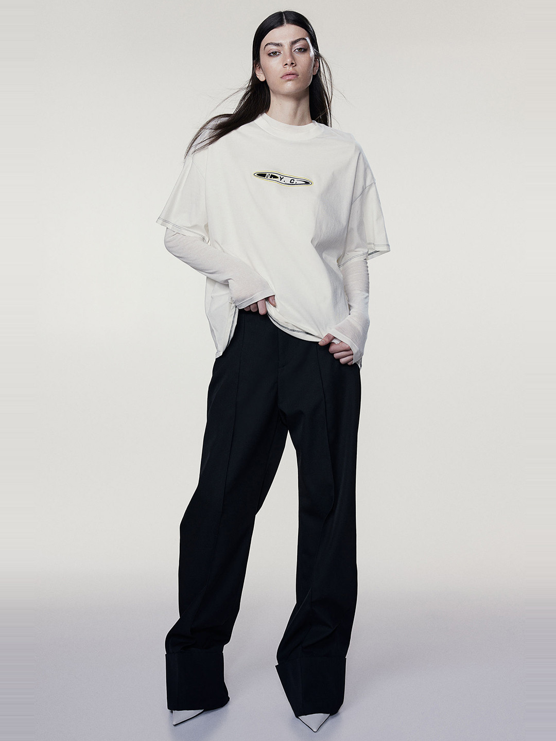 

H&M Oversized Motif-Detail T-shirt, White