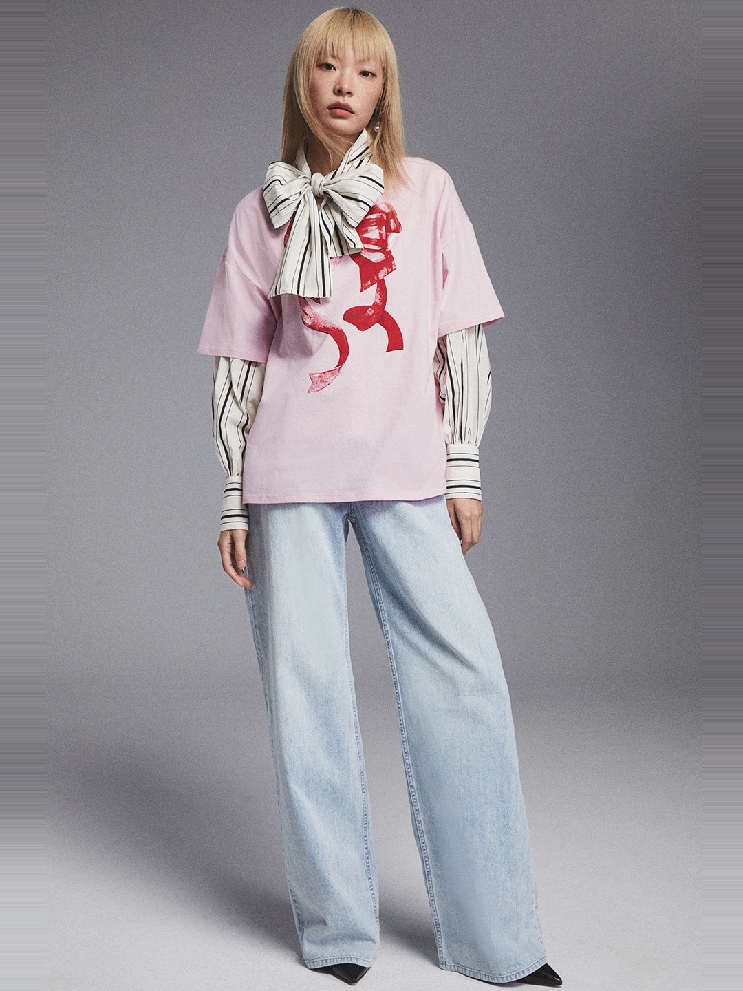 

H&M Oversized Printed T-Shirt, Pink