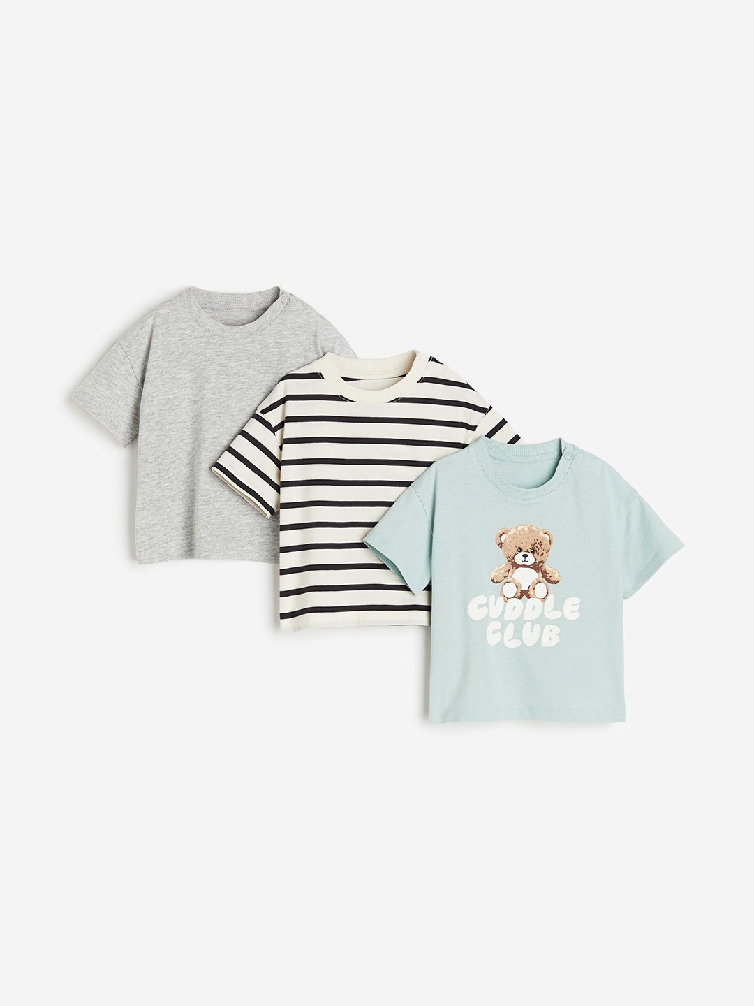 

H&M Boys 3-Pack Cotton T-shirts, Grey