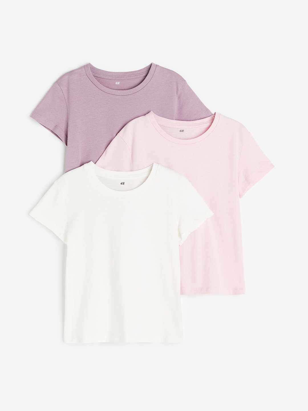 

H&M Girls 3-Pack Cotton Jersey T-Shirt, Pink