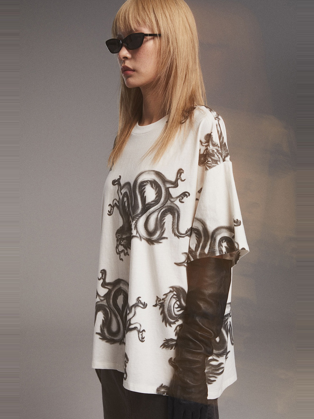 

H&M Printed Oversized T-Shirt, White