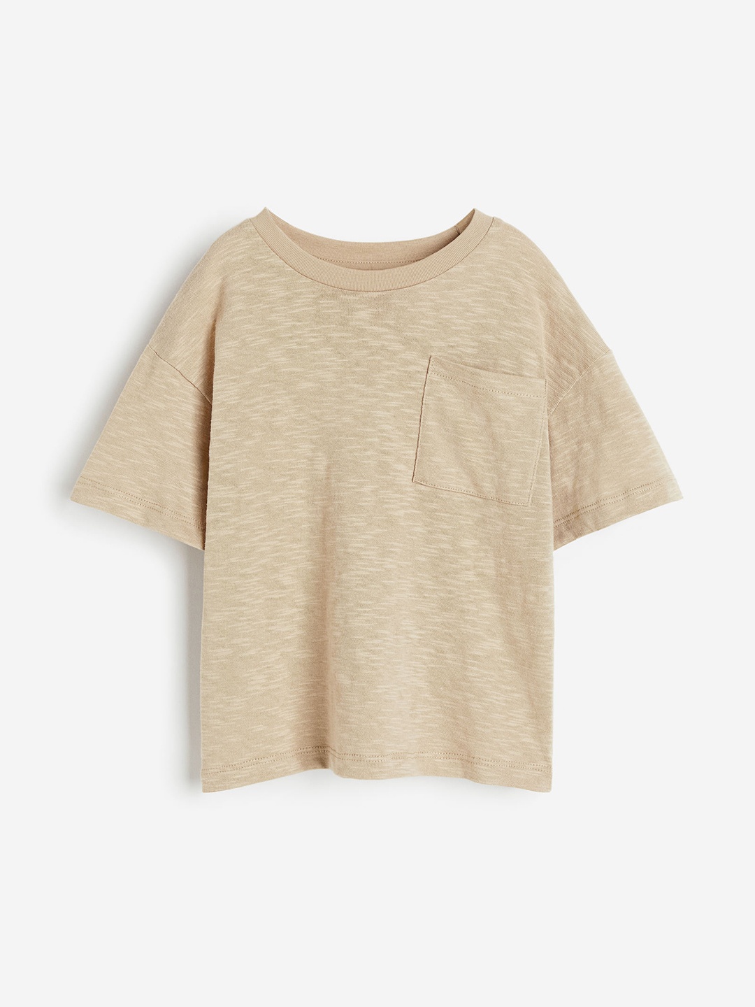 

H&M Boys Pure-Cotton Pocket-Detail T-Shirt, Beige