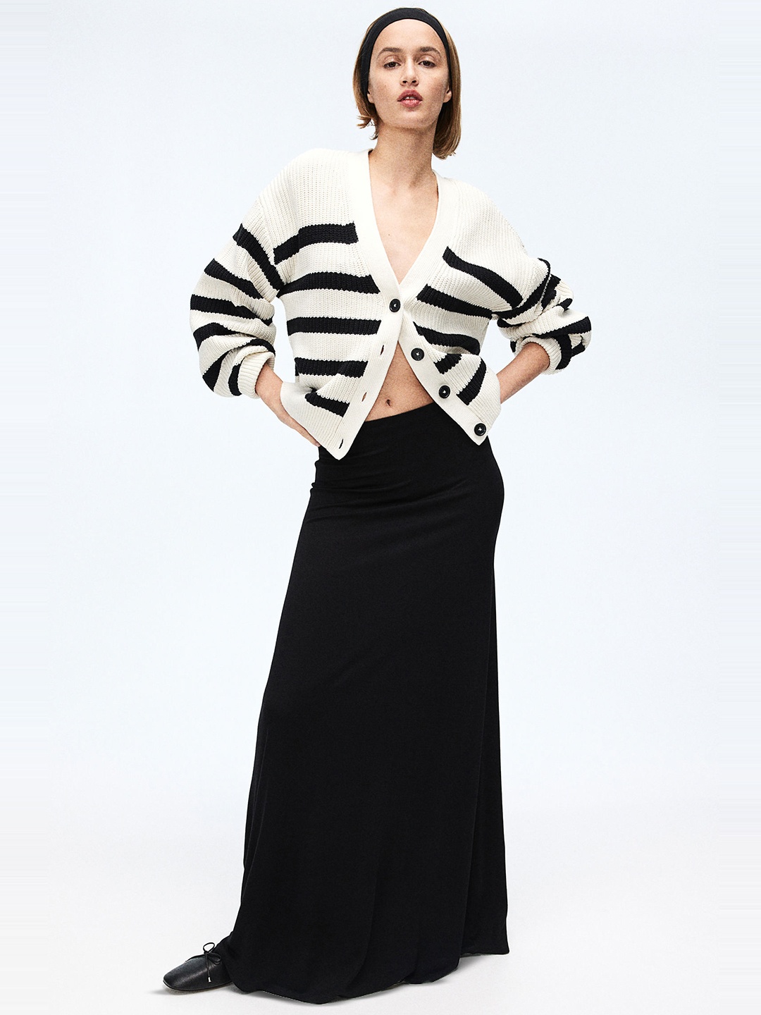 

H&M Rib-Knit Cardigan Sweater, White