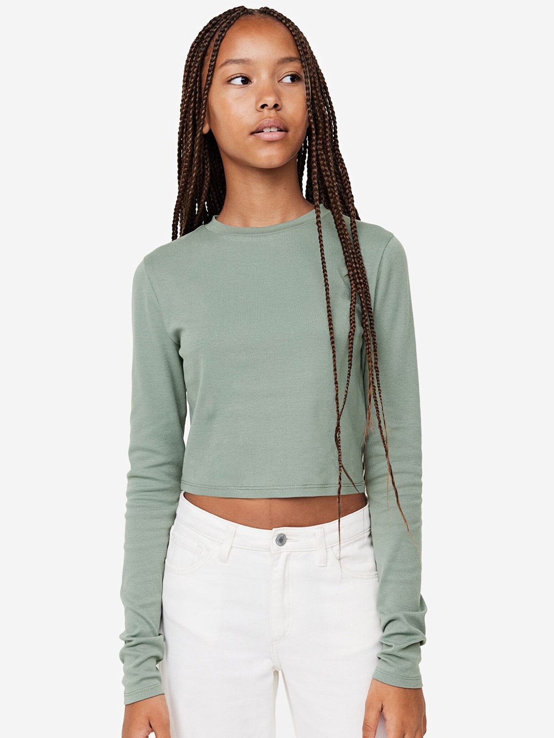 

H&M Long-Sleeved Jersey Top, Green