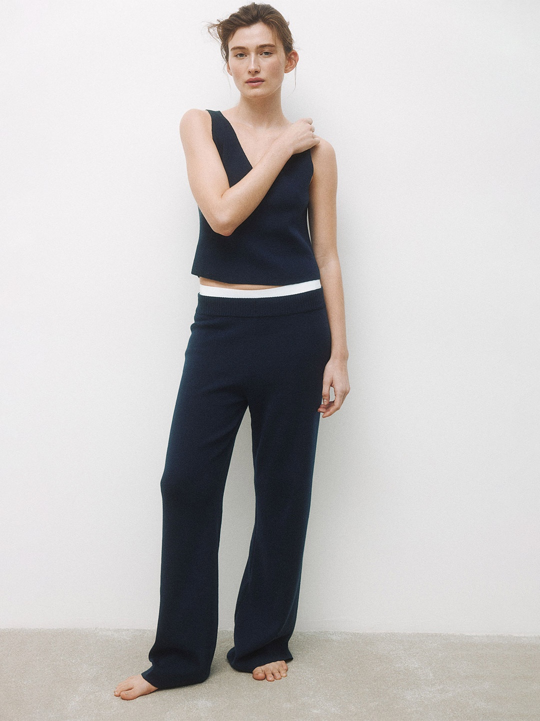 

H&M V-Neck Knitted Vest Top, Blue