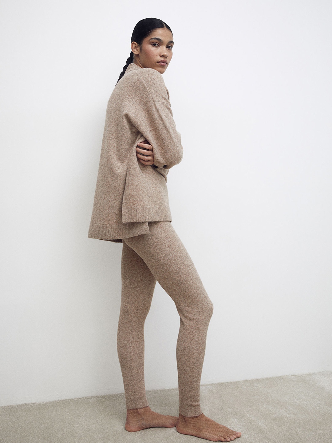 

H&M Long Polo Jumper, Beige