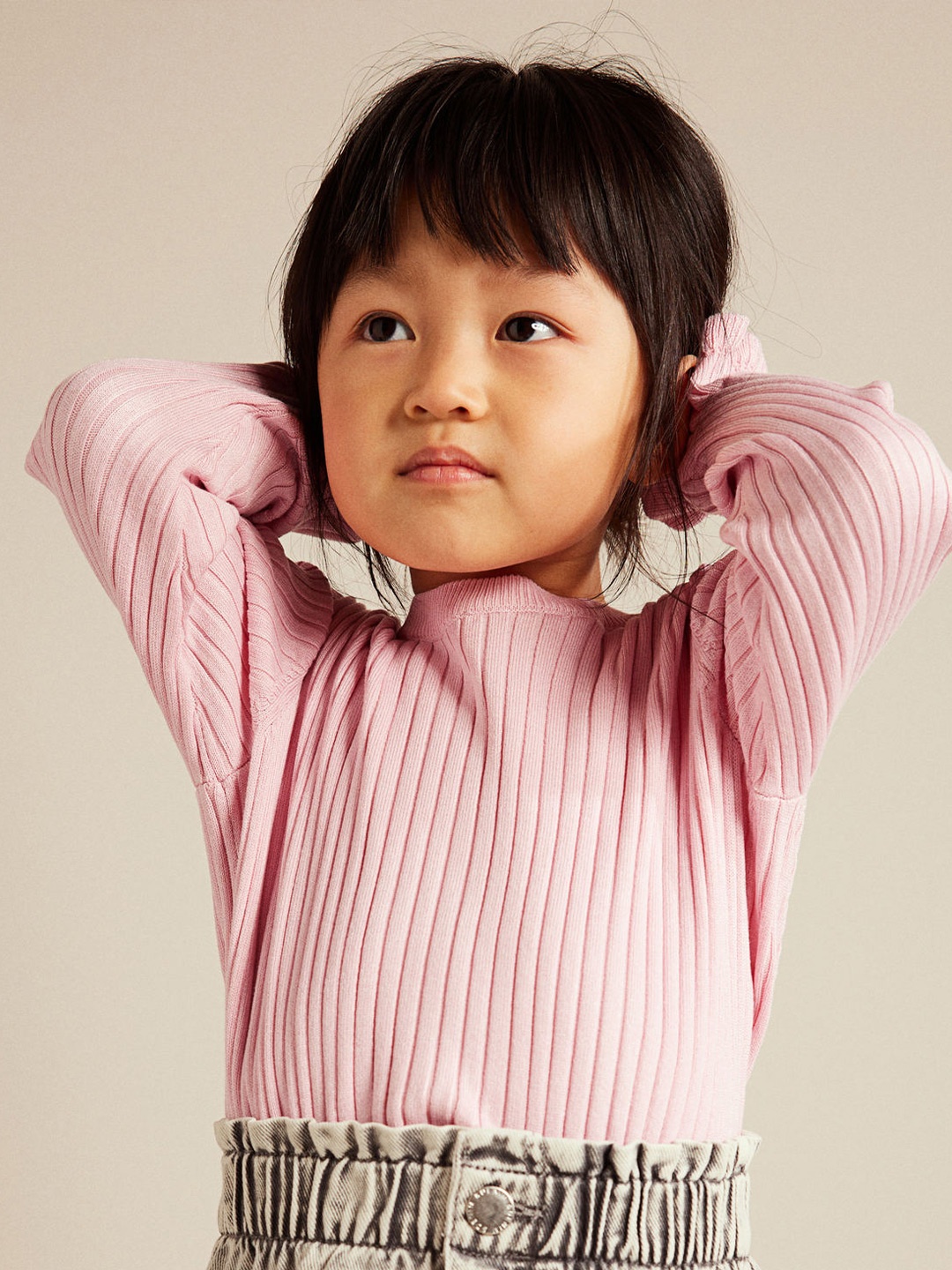 

H&M Girls Rib-Knit Jumper, Pink