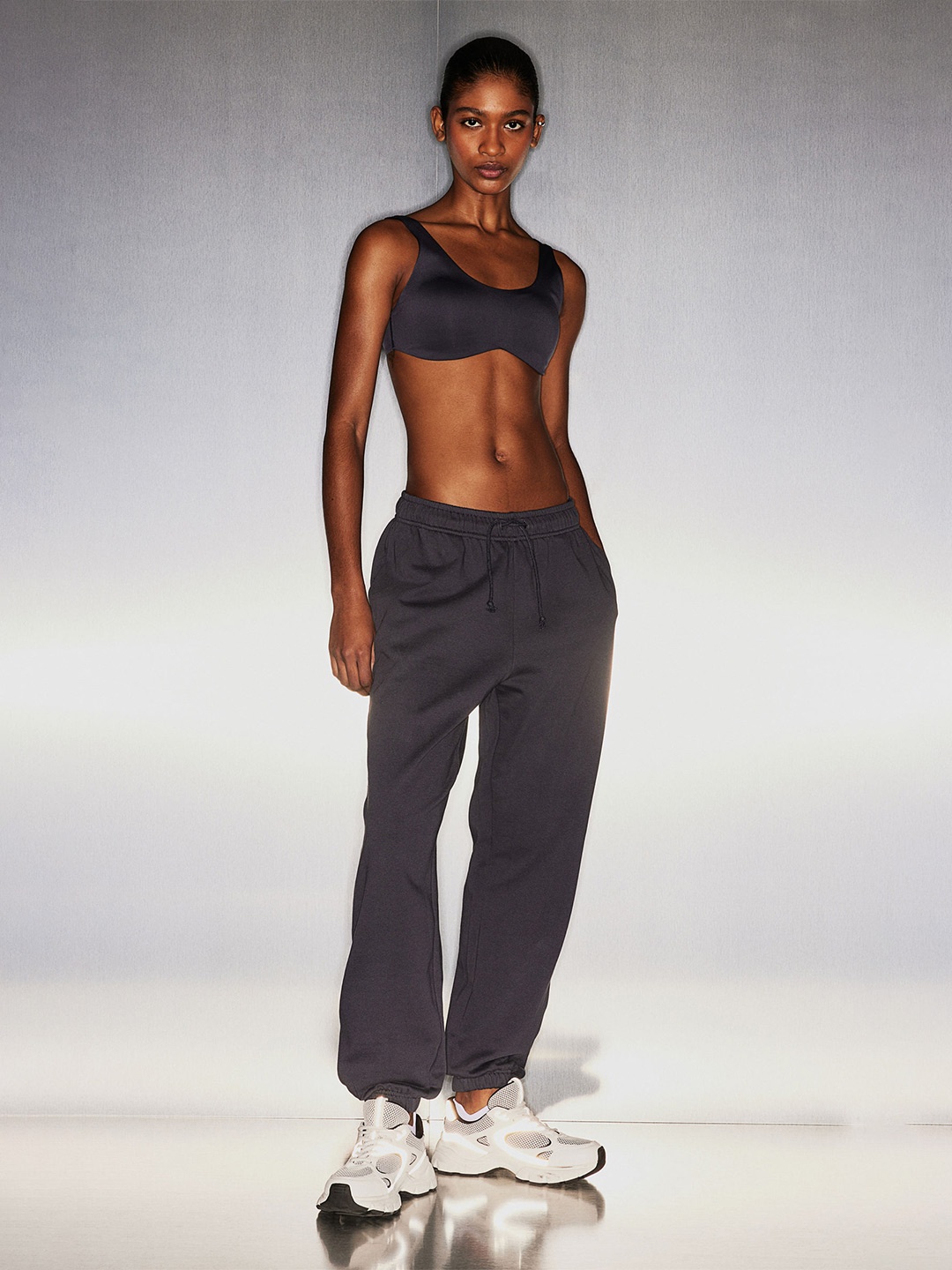 

H&M Women Pure Cotton DryMove Sports Joggers, Blue