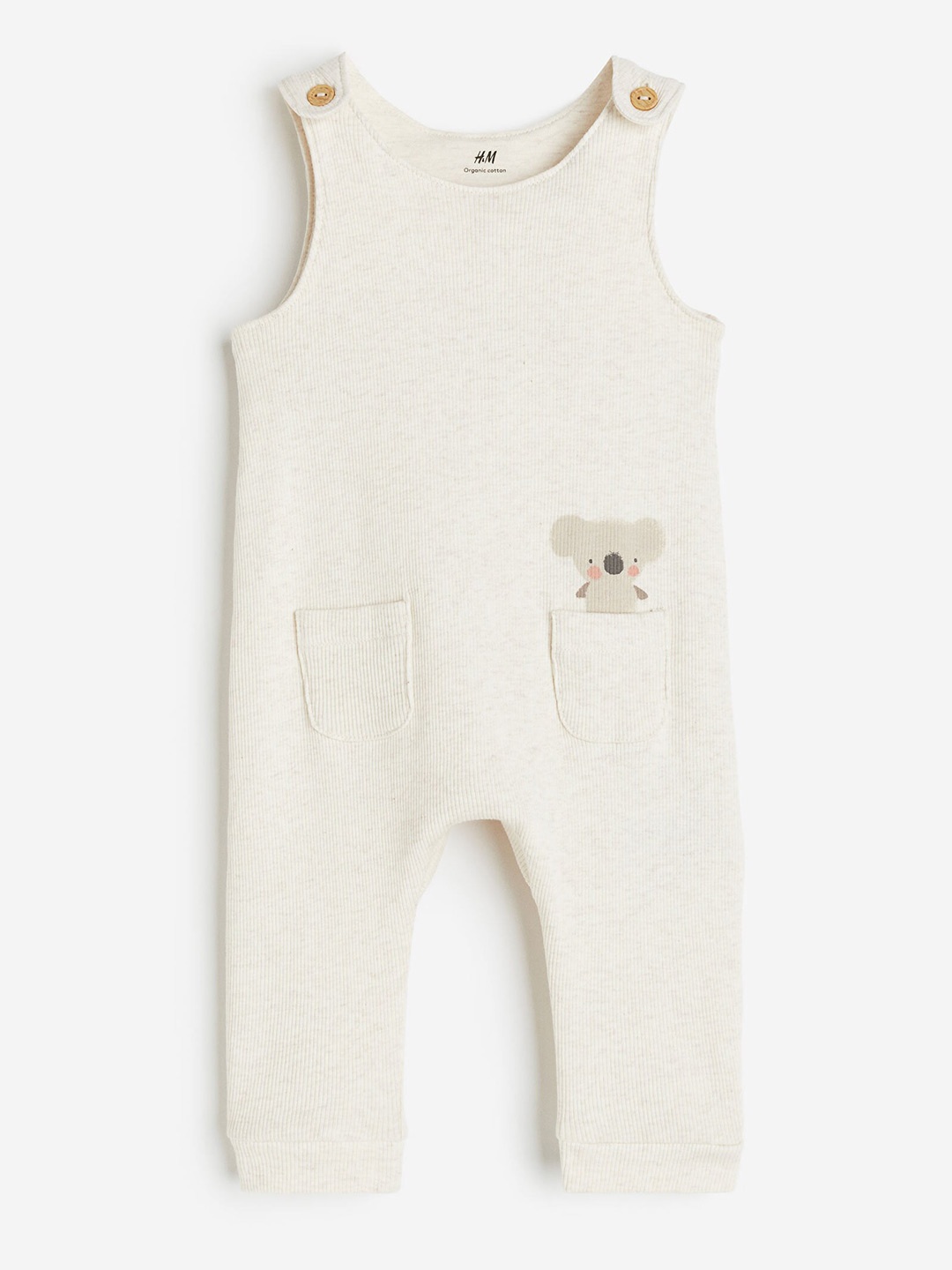 

H&M Infants Boys Ribbed Cotton Dungarees, Beige