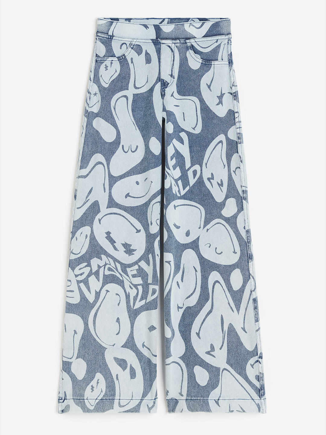 

H&M Girls Wide Printed Trousers, Blue