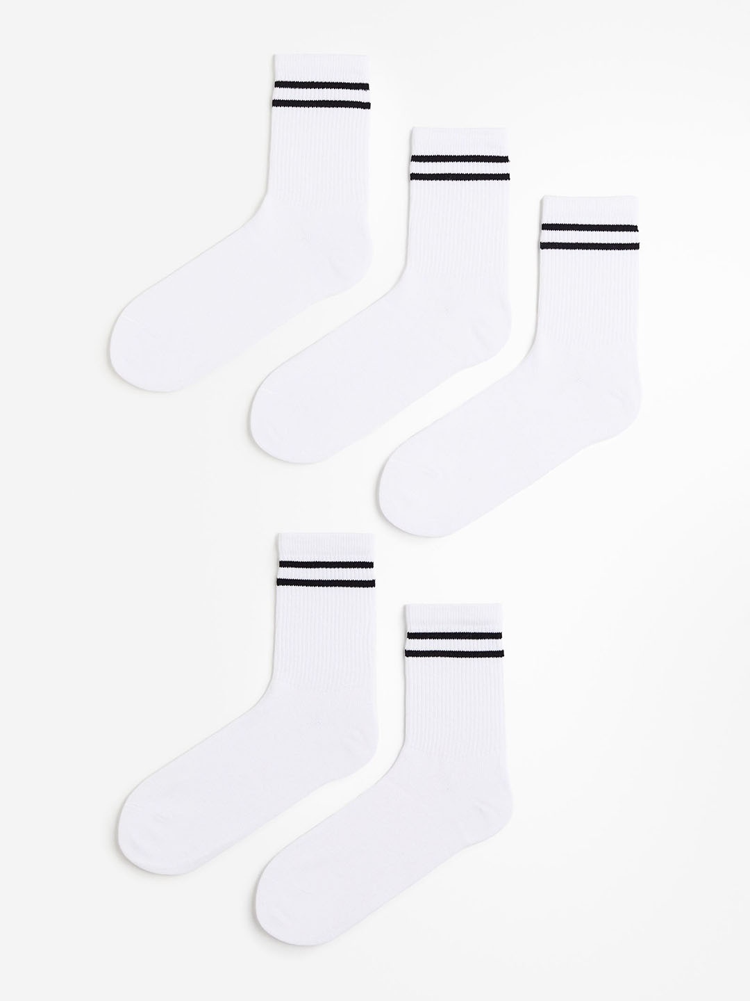 

H&M Men 5-Pack Dry Move Sports Socks, White