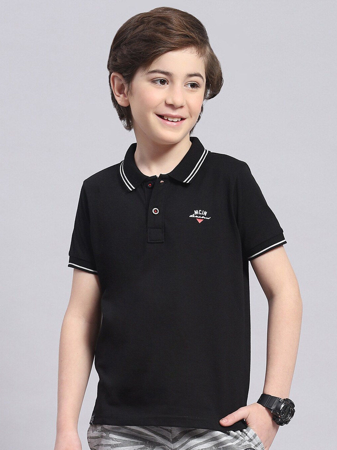 

Monte Carlo Boys Short Sleeves Polo Collar T-shirt, Black