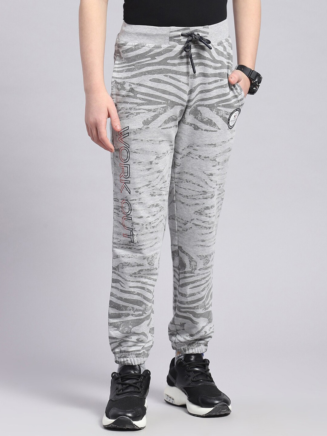 

Monte Carlo Boys Animal Printed Mid-Rise Joggers, Grey