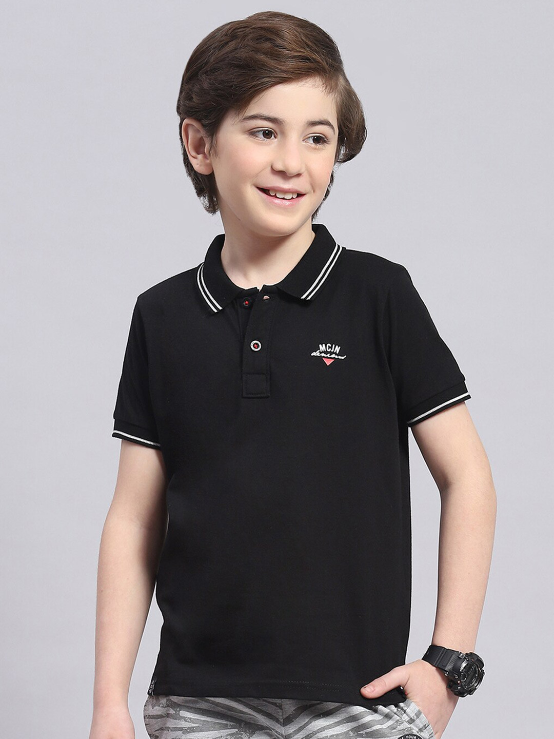 

Monte Carlo Boys Short Sleeves Polo Collar T-shirt, Black