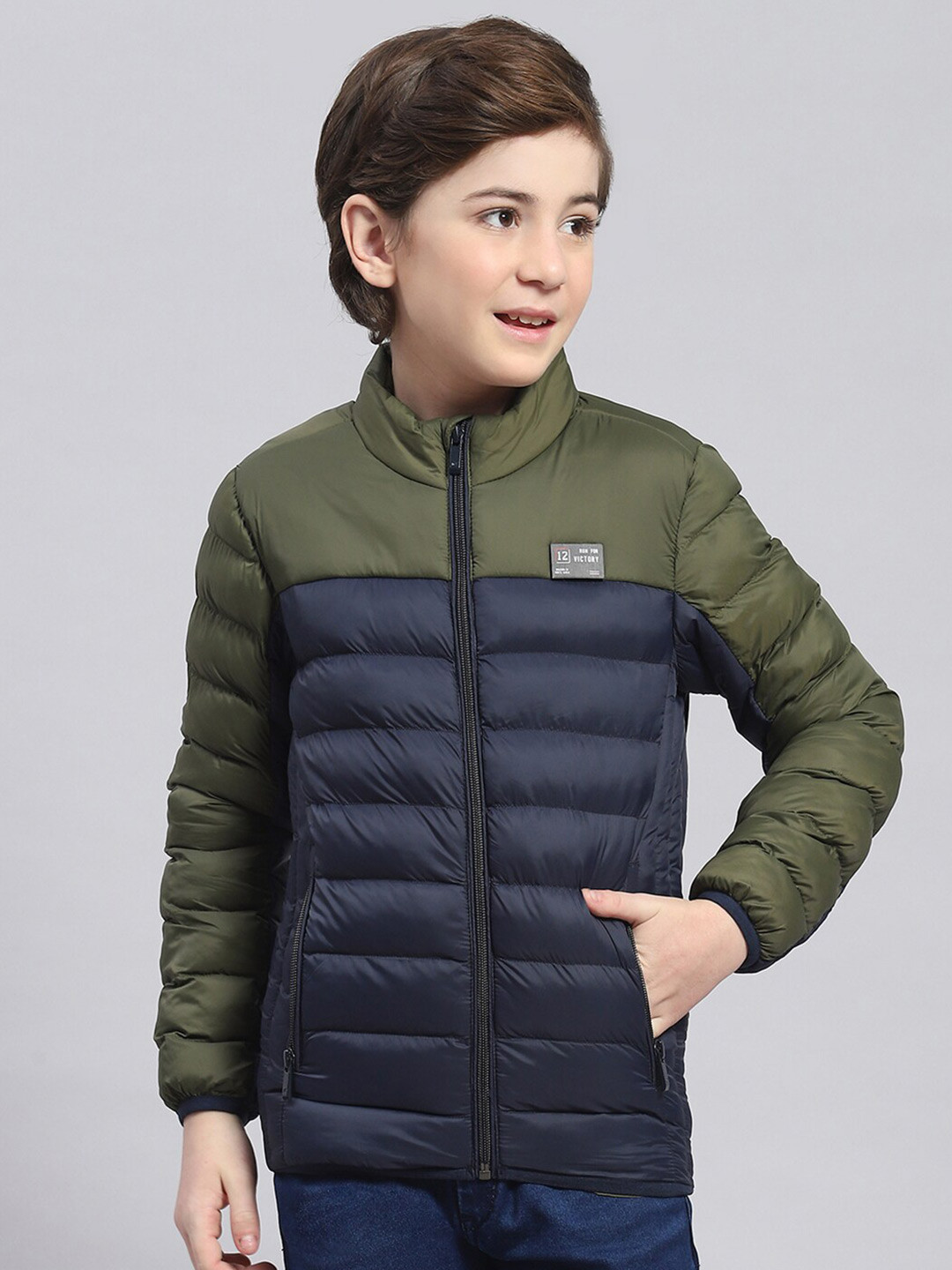 

Monte Carlo Boys Colourblocked Lightweight Puffer Jacket, Olive