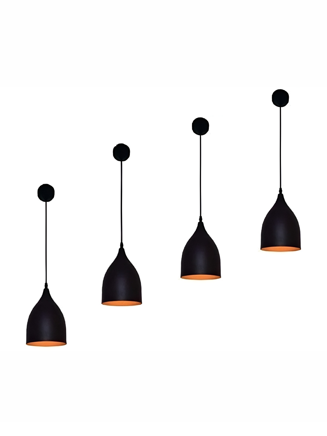 

Areezo Black & Orange Coloured 4 Pcs Aluminium Bell Ceiling Lamp