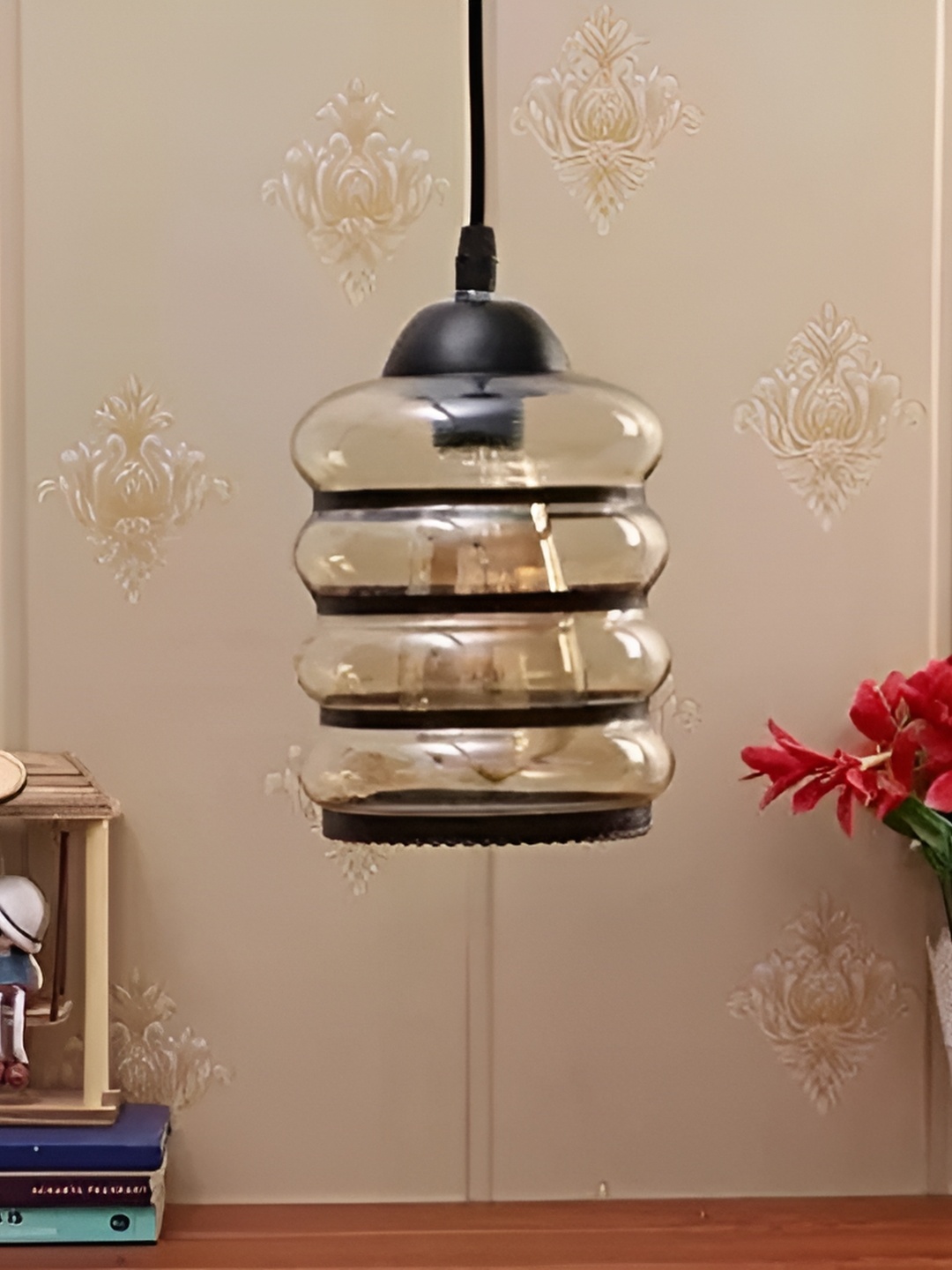 

Areezo Black Glass Textured Cylinder Ceiling Lamp