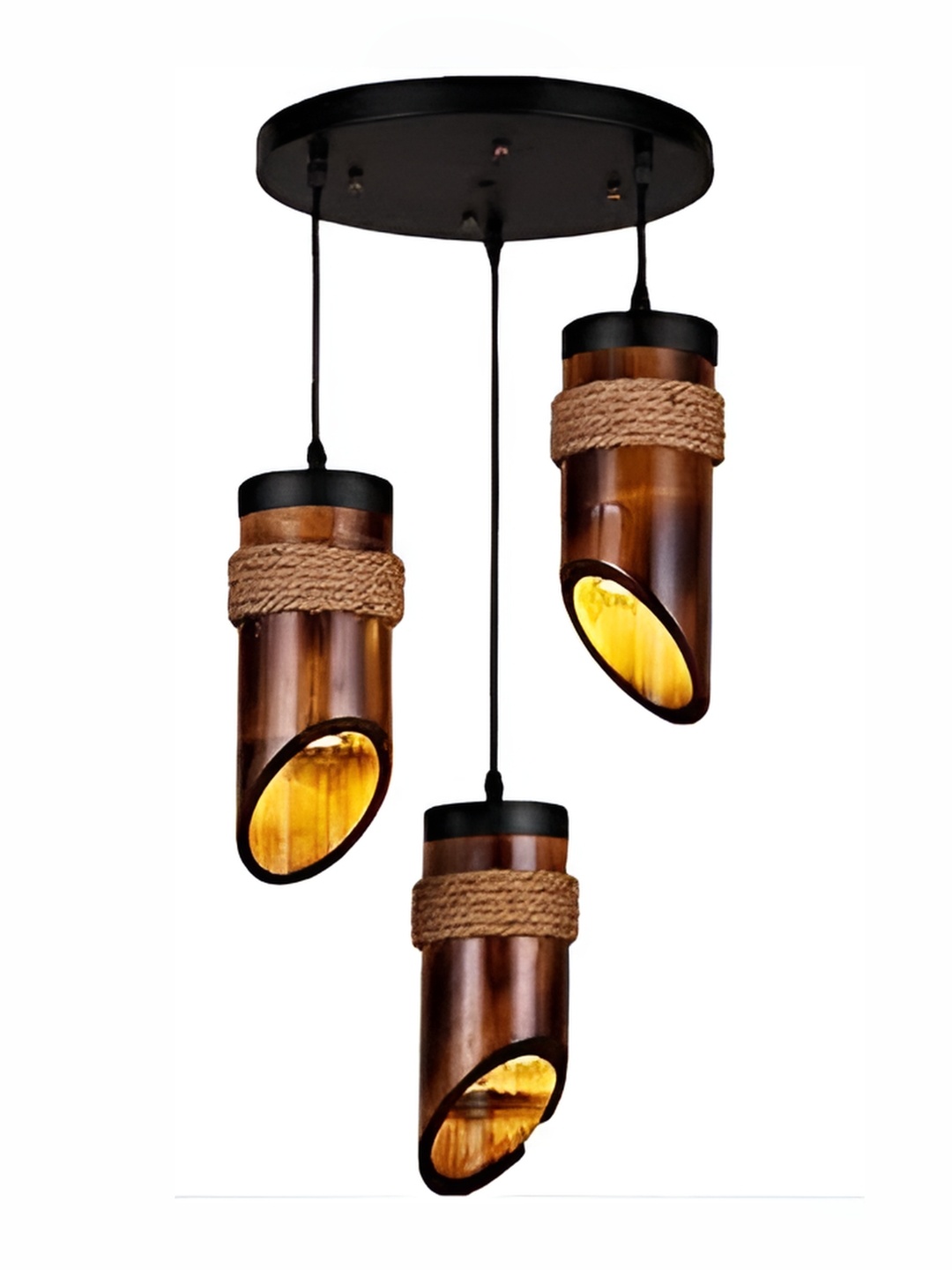 

Areezo Brown Cylinder Wooden Ceiling Lamp