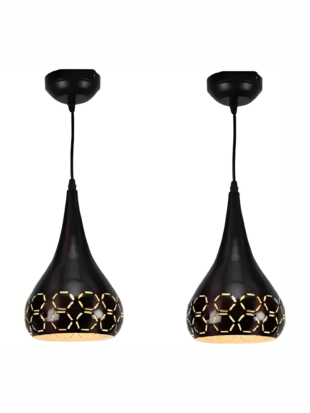 

Areezo Black & White 2Pcs Textured Aluminium Bell Shaped Ceiling Lamp