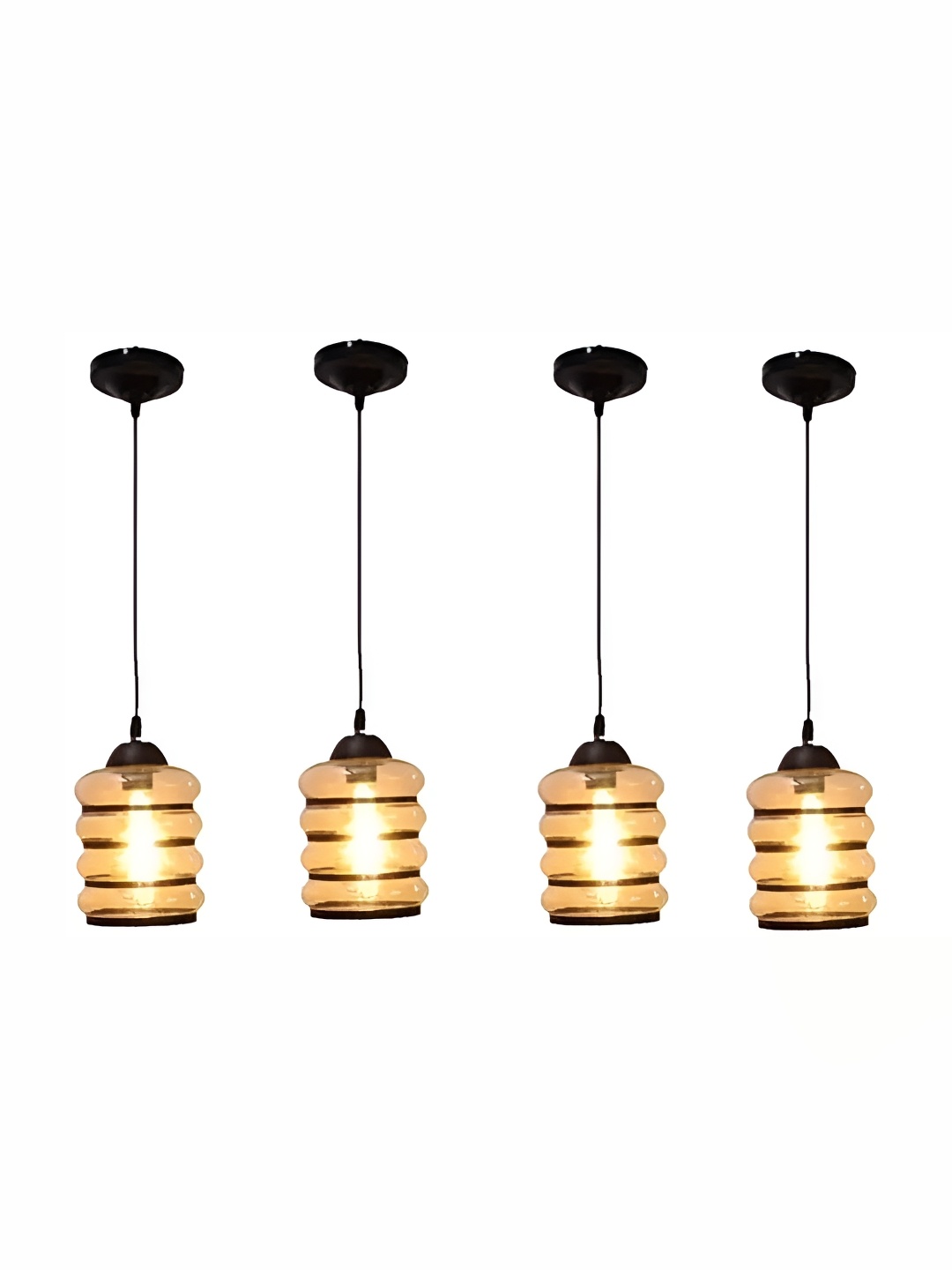 

Areezo Gold Toned & Black 4 Pieces Cylinder Shaped Glass Ceiling Lamp