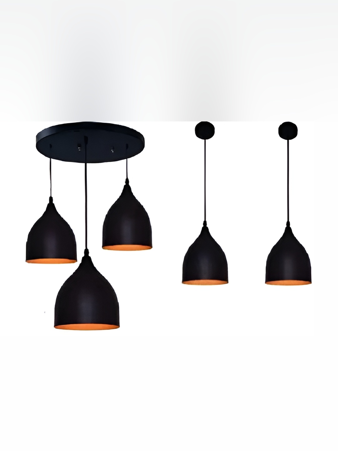 

Areezo Orange & Black 3 Pieces Bell Shaped Ceiling Lamp