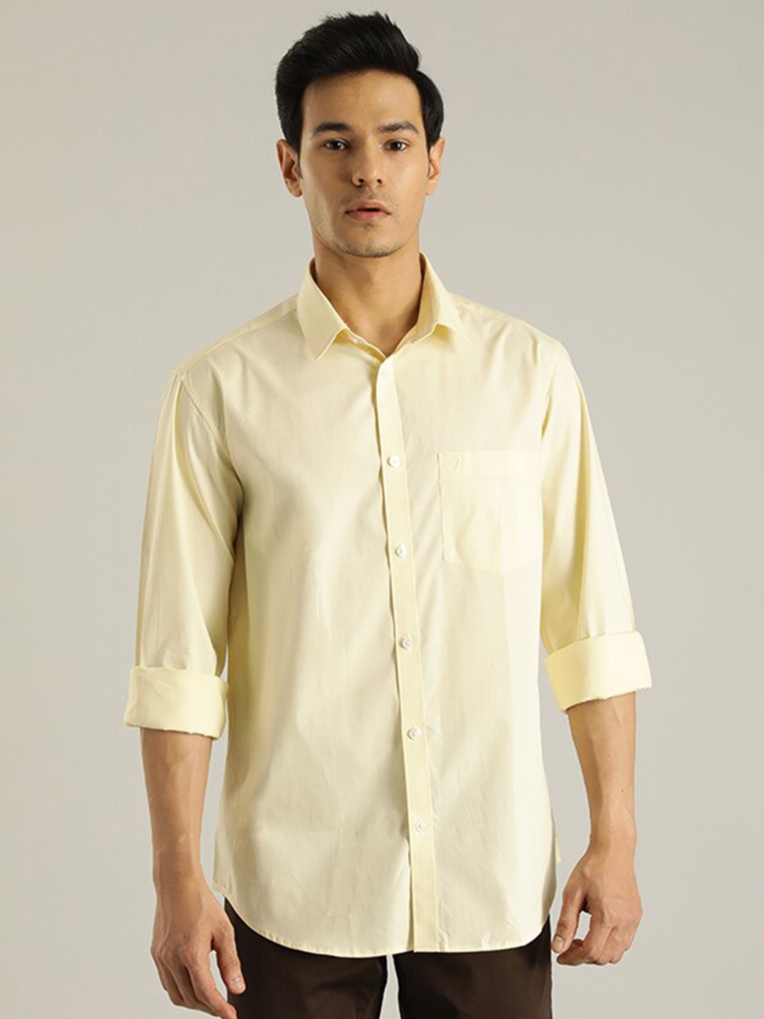 

Indian Terrain Spread Collar Long Sleeves Casual Shirt, Yellow
