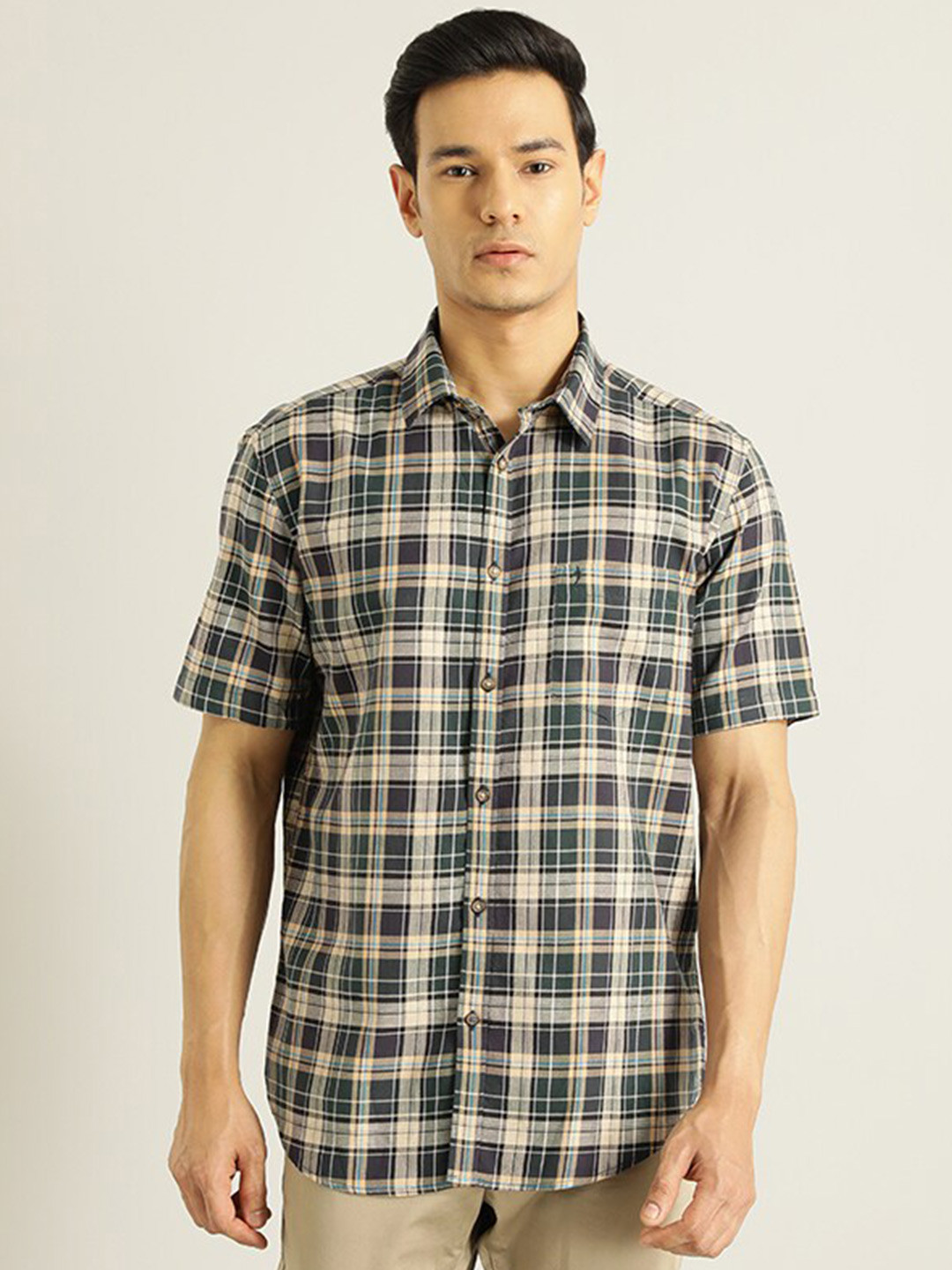 

Indian Terrain Men Green Slim Fit Casual Shirt