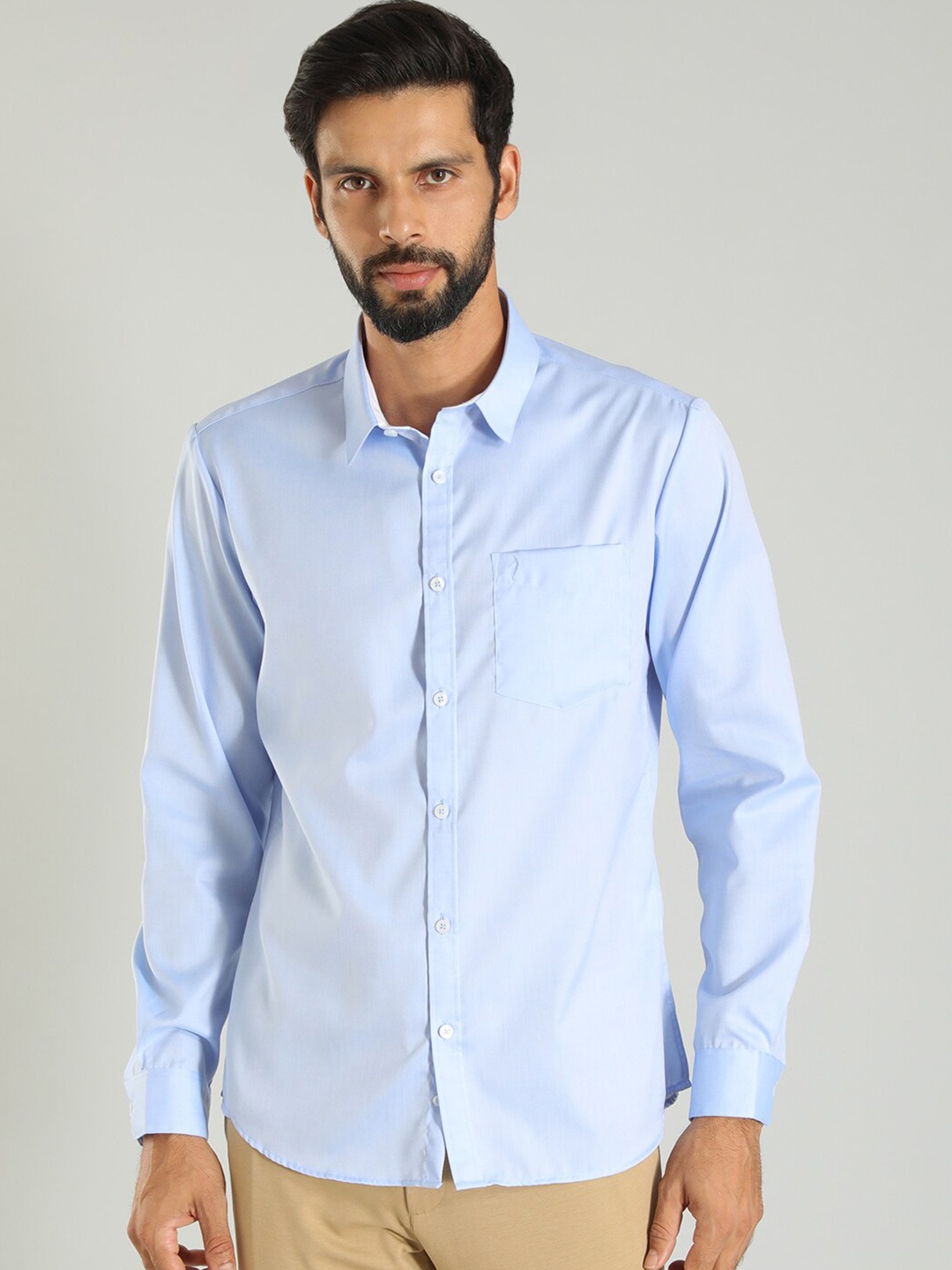 

Indian Terrain Cotton Spread Collar Slim Fit Casual Shirt, Blue