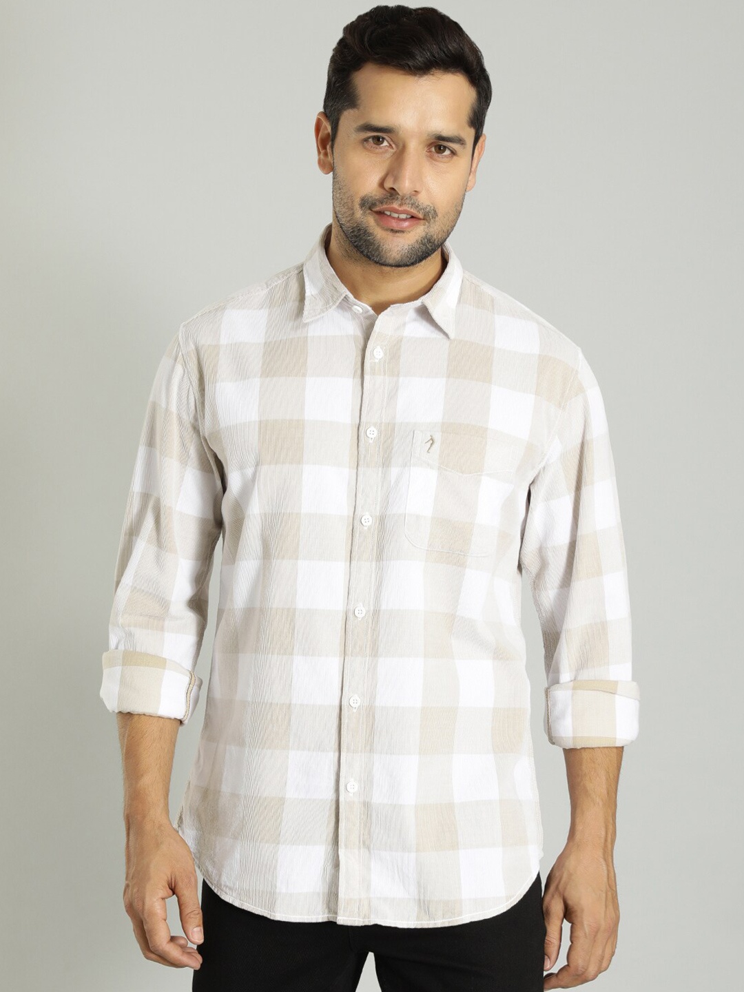 

Indian Terrain Spread Collar Slim Fit Casual Shirt, Khaki