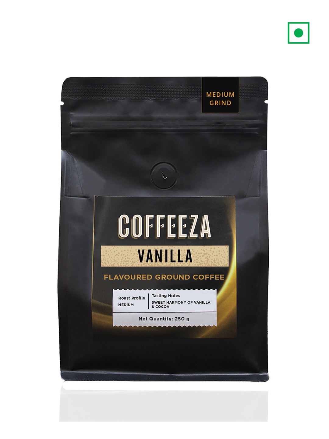 

Coffeeza Vanilla Flavoured Ground Coffee Powder I Medium Grind I Medium Roasted - 250gm, Black